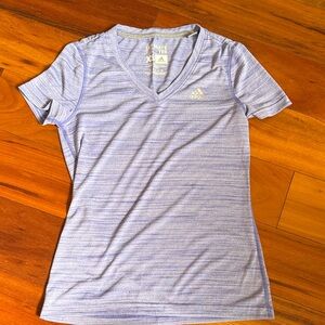 Adidas Women's Light purple Striped V-Neck Tee